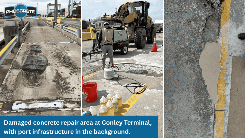 Fast, clean concrete repair in a high-traffic port environment, with cold-weather field support and customer follow-up.