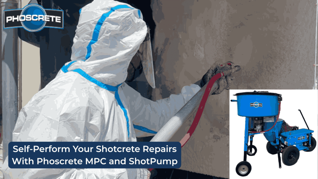 Phoscrete shotpump, shotcrete repairs